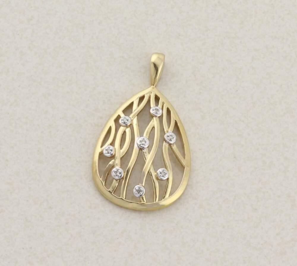 Pendant Only 18k Gold Over Sterling Silver Diamond Pendant Teardrop Pendant